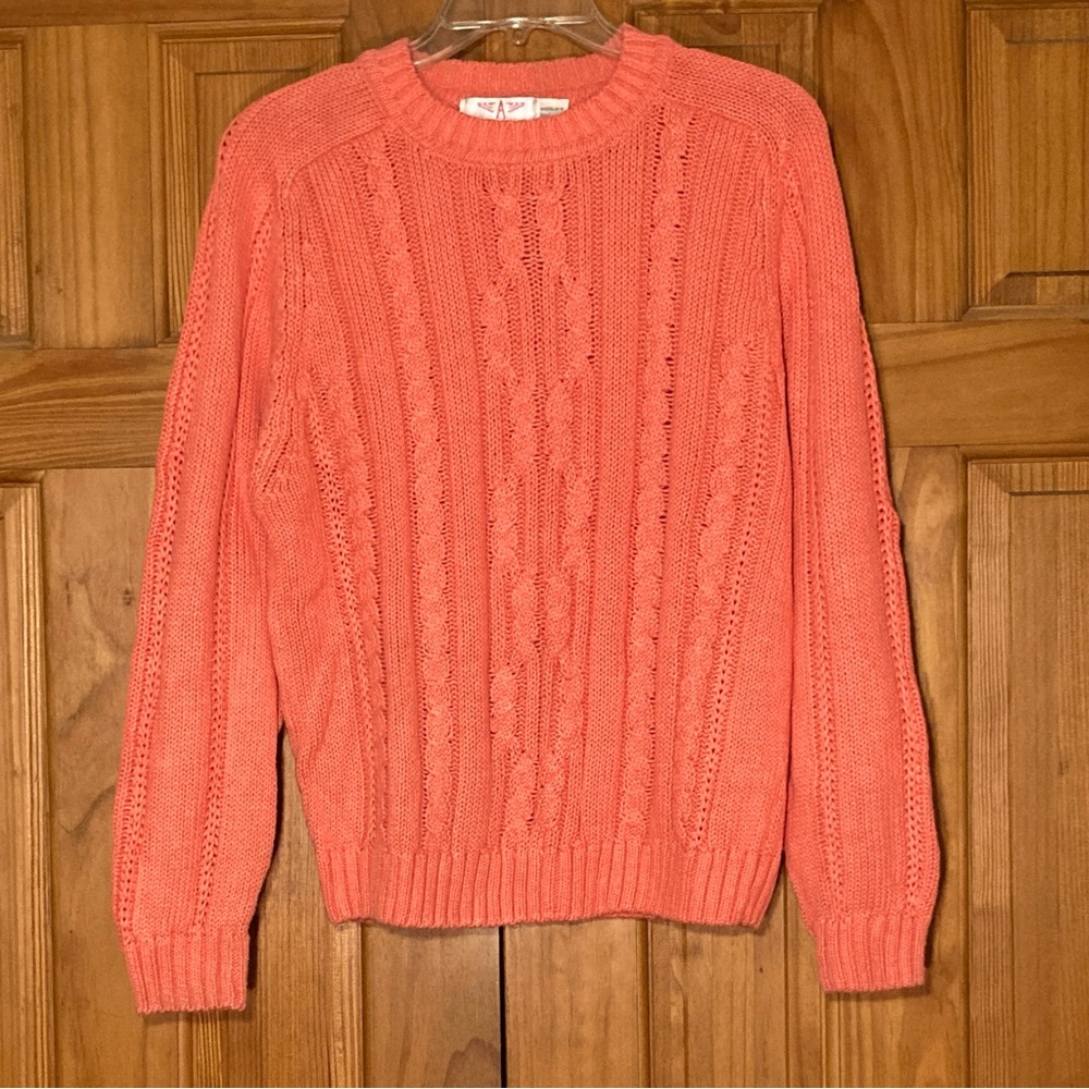 NWOT American Weekend Vintage 80s Sweater Knit Long Sleeve Orange Size M Medium